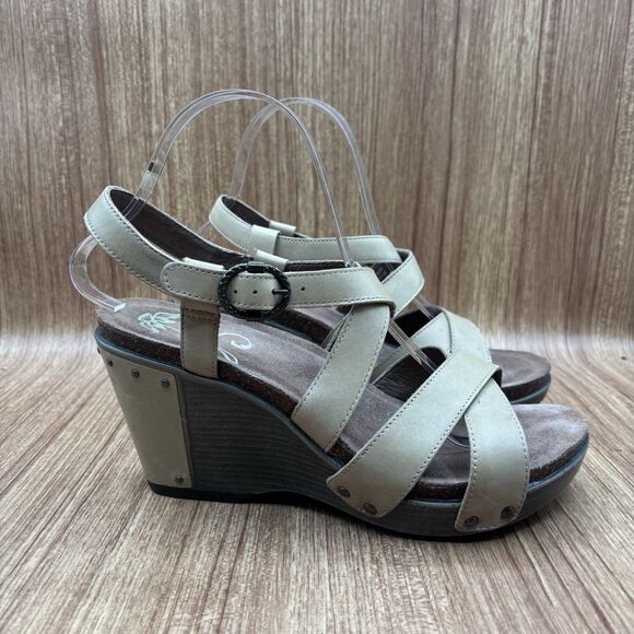 Dansko Sand Antique Frida Wedge Sandal Heel Strappy EU 39 Women’s Size 8.5-9 - Picture 1 of 8